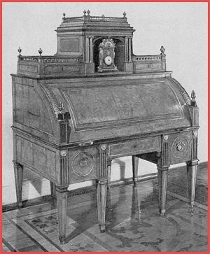 Цилиндрическое бюро с часами 1785 г.